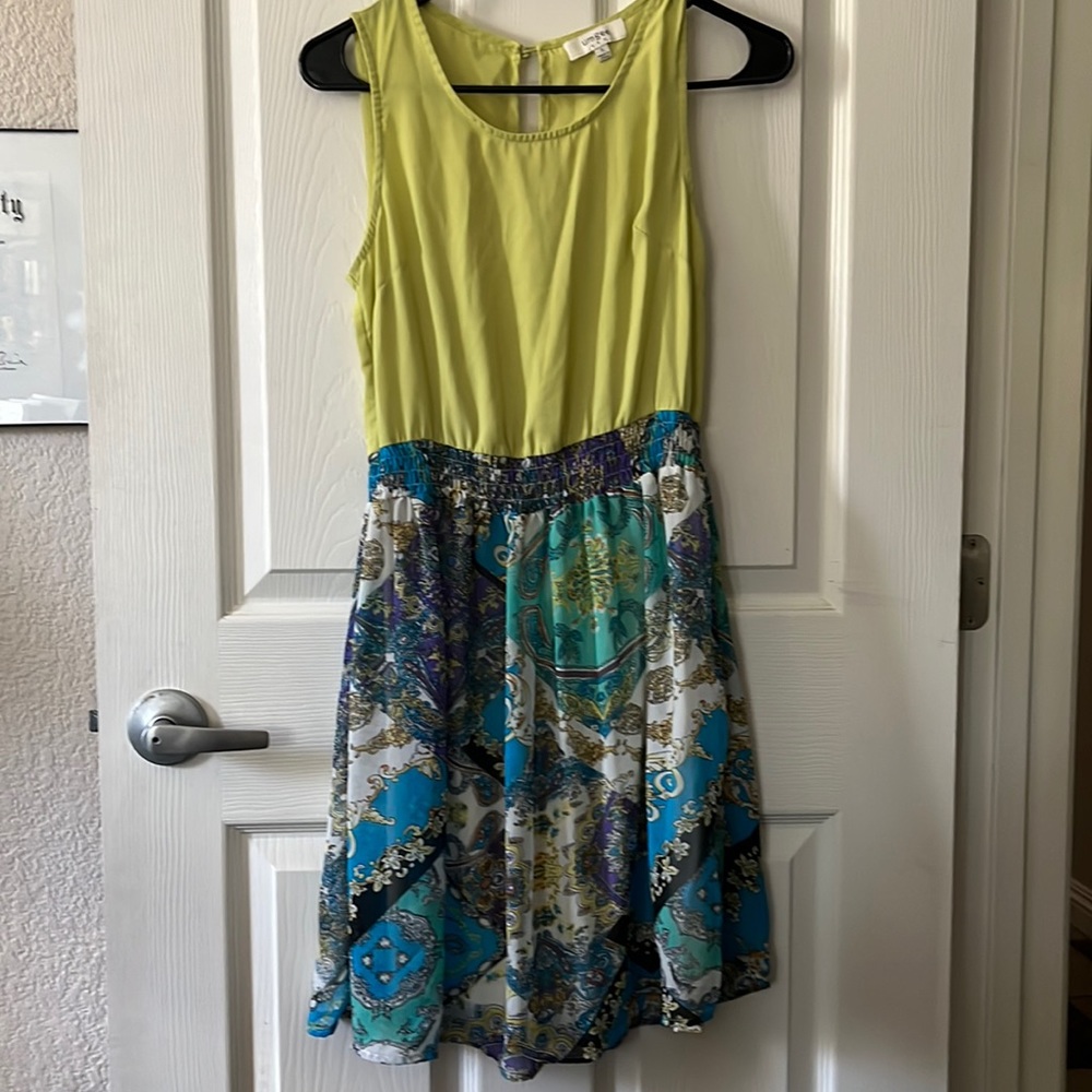 Sleeveless Chiffon mini dress-Lime by Umgee USA